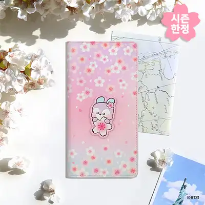 BT21 レザーパッチ パスポートカバー L [チェリーブロッサム] - MANG