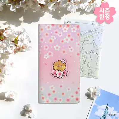 BT21 レザーパッチ パスポートカバー L [チェリーブロッサム] - シューキ(SHOOKY)