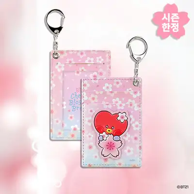 BT21 レザーパッチ カードホルダー [チェリーブロッサム] - タタ(TATA)