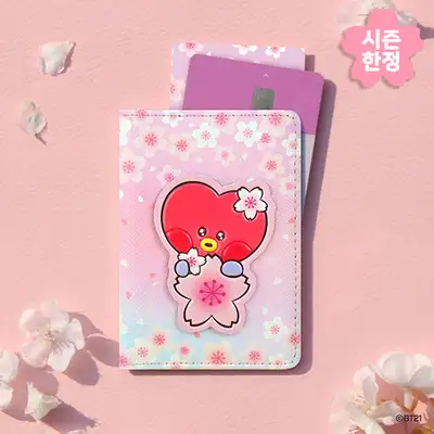 BT21 レザーパッチ カードケース [チェリーブロッサム] - タタ(TATA)