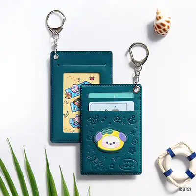 BT21 レザーパッチ カードホルダー [バカンス] - チミー(CHIMMY)