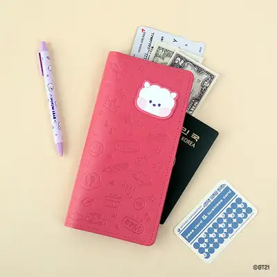 BT21 minini レザーパッチ パスポートカバー L- RJ