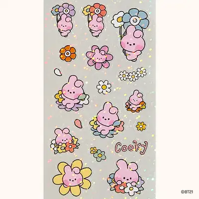 BT21 ホログラムステッカー [ハッピーフラワー]- クッキー(COOKY)