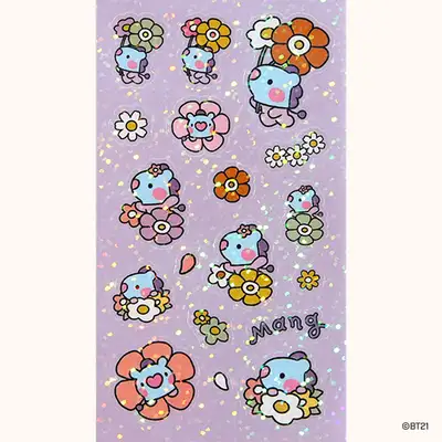BT21 ホログラムステッカー [ハッピーフラワー]- マング(MANG)