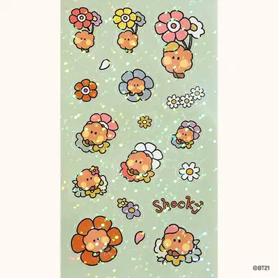 BT21 ホログラムステッカー [ハッピーフラワー]- シュキ(SHOOKY)