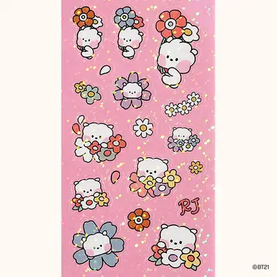 BT21 ホログラムステッカー [ハッピーフラワー]- アールジェー(RJ)