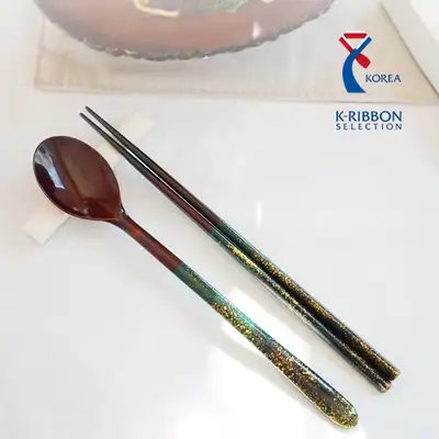 (Korea Excellent Craft) Chilmong Milky Way Lacquer Wooden Spoon Single/Chopsticks Single/Cutlery Set for 1