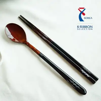 Chilmong Premium Chilji-do Lacquer Wooden Spoon and Chopsticks Set 24cm Single Serving