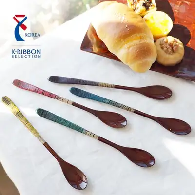 (Korean Superior Craft Product) Chil Mong Premium Wave Lacquer Wood Long Teaspoon - Single Piece (1pcs)
