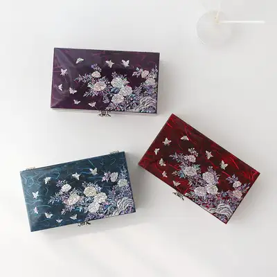 Najeon Chilgi Korea - Korean Cultural Beauty Hanji Butterfly and Peony Single-Tier Jewelry Box (Large) 23cm