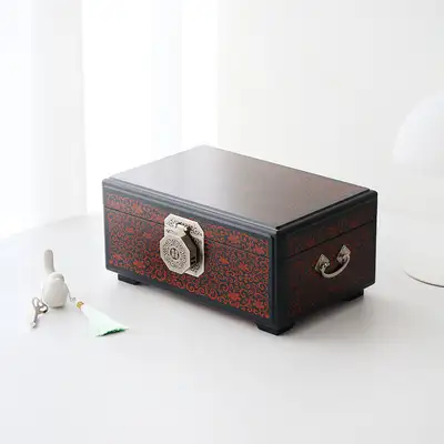 Najeon Chilgi Korea Traditional Lacquerware Premium Luxury Flower Scroll Pattern Antique Lacquer Jewelry Box 30cm