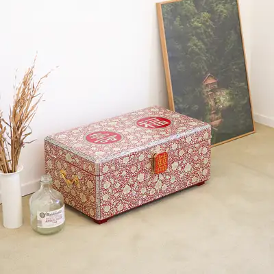 Najeon Chilgi Korean Traditional Lacquerware Premium Gift Box with Mother-of-Pearl Inlay - Floral and Good Fortune Design Red Lacquer 60cm (Extra-Large)