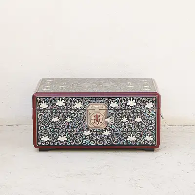 Najeon Chilgi Korea Traditional Lacquerware Jewelry Box 40cm - Hakedangcho and Subok Pattern Lacquered Mother-of-Pearl Inlay Treasure Box