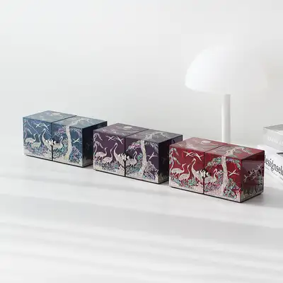 Najeon Chilgi Korea - Mother-of-Pearl Lacquerware Hanji Dual-Compartment Jewel Box (Medium) Pine and Crane