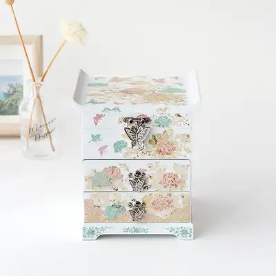 Nacre Lacquerware Korea - White Drawer Peony Mother-of-Pearl Jewelry Box Embodying the Beauty of Korean Culture