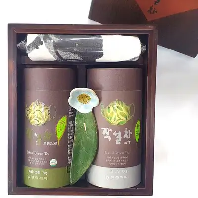 名茶套装1号(雨前甘露+甘浓)-高级手制绿茶松木原木礼盒