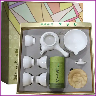 Green Tea 5-Person White Porcelain (Crackle) Tea Set - Jungson Green Tea Selectable / Limited Product