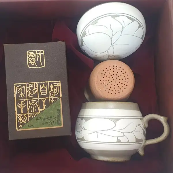 綠茶茶具禮盒牡丹一人茶具조태연가有機農業細作