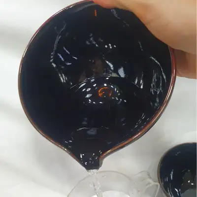 黑釉(天目)抹茶打泡熟乌茶碗 200ml 咖啡厅用绿茶拿铁茶具 碗