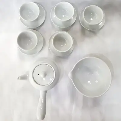 高级白瓷5人茶具套装 含杯托 绿茶茶道礼盒