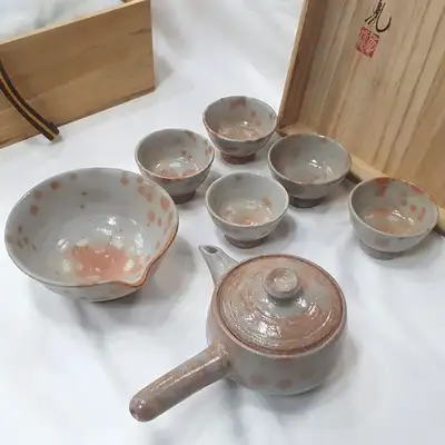 枫叶5人茶具套装-韩国非遗大师千寒봉作品高级传统茶具礼盒