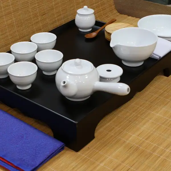 茶道课堂教育用茶桌高级白瓷5人茶具套装教育用茶道套装