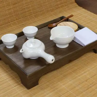 幼儿园小学低年级茶道课程用仿古茶桌白瓷二人茶具套装教育用茶道套装