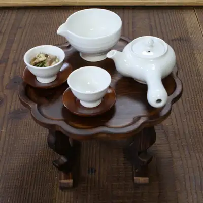 幼儿园茶道课程推荐白瓷1~2人茶具套装 含茶杯托和茶盘