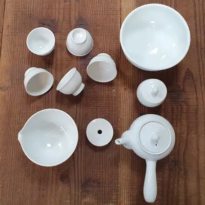 高级白瓷素雅5人茶具套装 绿茶茶具组
