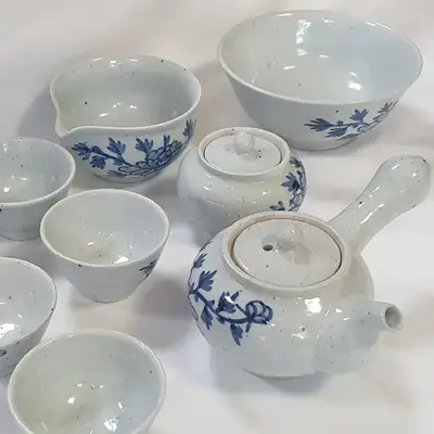 [韩多窑]青花五人套装茶具套组 牡丹纹-韩国工艺美术大师14号徐光洙作品