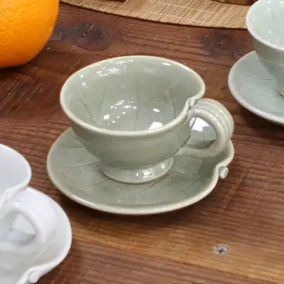 树叶咖啡浓缩咖啡杯托套装/花茶绿茶等分享杯