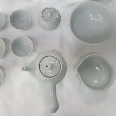 【汉道窑】竹纹 5人份全套茶具-韩国名匠14号徐光水作品