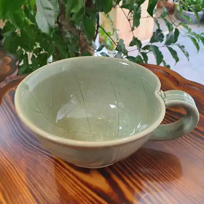 樹葉多用途茶杯 艾草色/五味子冰米飲 粥 湯碗