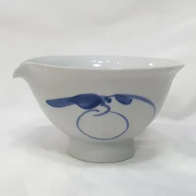 青花白瓷熟瓯 美山 金善植 水式力茶碗 茶道用 抹茶 茶碗