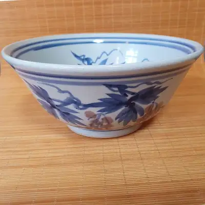 [韩多样]白瓷青花胭脂葡萄纹大茶碗 韩国名匠14号 徐光洙作品