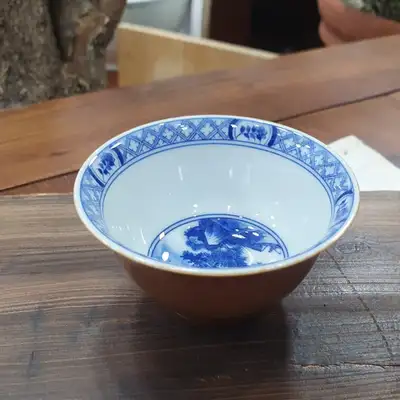 小教紫金釉青花山水文茶杯高级礼盒茶具杯