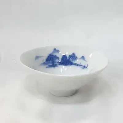 青花白瓷山水纹茶杯 2号 1个 普洱茶茶具杯