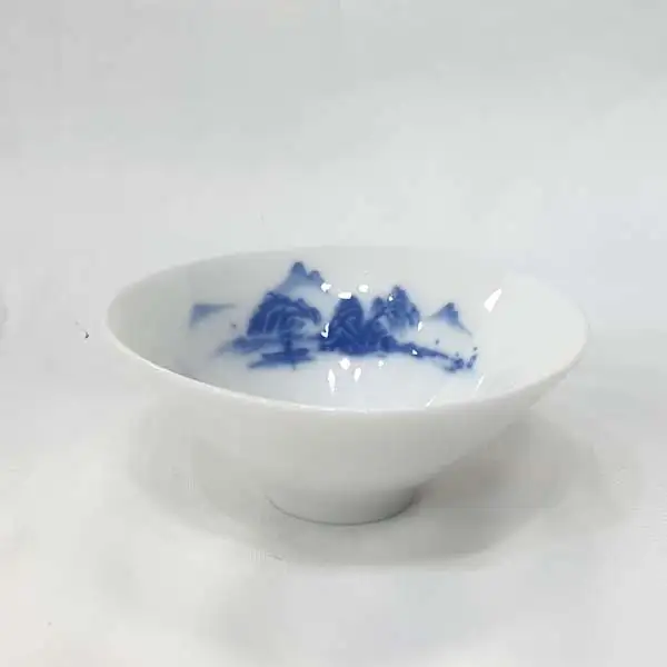 青花白瓷山水纹茶杯 2号 1个 普洱茶茶具杯