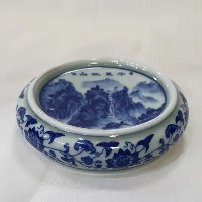 壶盖托 茶壶盖架 青花瀑布