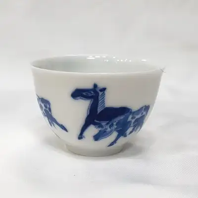 景德镇约心配青花茶杯3号马高级礼盒套装约心真章茶器杯