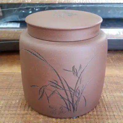 紫砂茶罐（双罐）2018-63号/茶荷/茶叶储存罐/紫砂罐