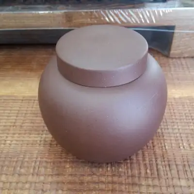 紫砂茶罐(双罐)小 2018-6号 素色/茶盒/茶叶储存罐/紫砂茶缸