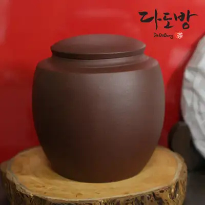Yixing Clay Tea Container (Double-Lid) Medium No. 3 Plain / Tea Jar / Tea Storage Vessel