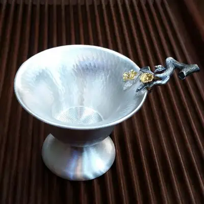 銀茶漏(梅花手柄)+銀茶漏墊 套組