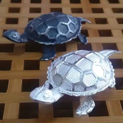 Silver Turtle Pair / Decorative Tea Companion / Tea Pet