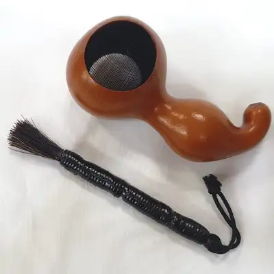 手工匠人制作的葫芦马毛抹茶筅和抹茶筅洗2种套装 高级礼物