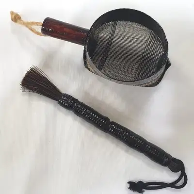 工艺匠人手工制作的简约型马毛抹茶刷和刷子2种套装 抹茶筛网 高级外国人感谢礼物