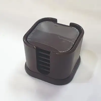 茶杯垫 全木 素色 6个套装 含盒子