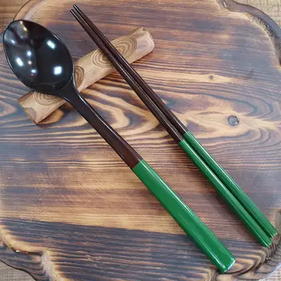 漆器勺子筷子套装(绿色)-非遗工艺大师手工制作礼盒