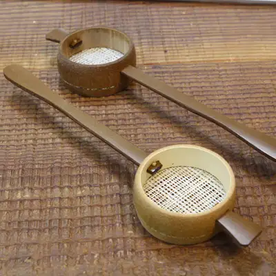 竹製麻布茶葉濾網 1號 1個/竹製手柄/茶具